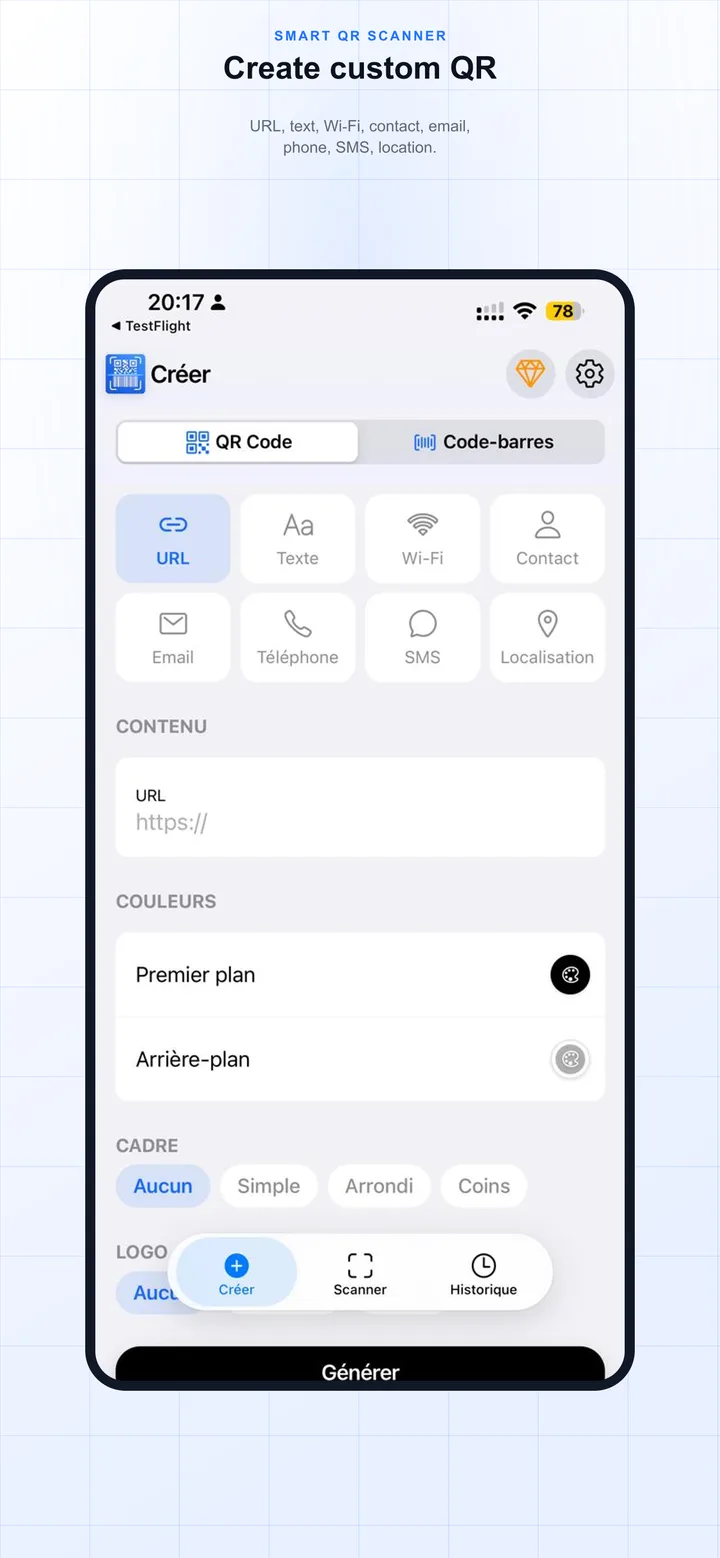 Create QR codes