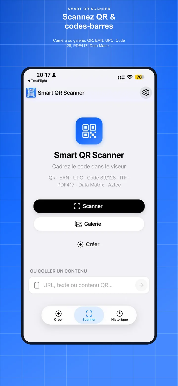 Écran Scanner de Smart QR Scanner