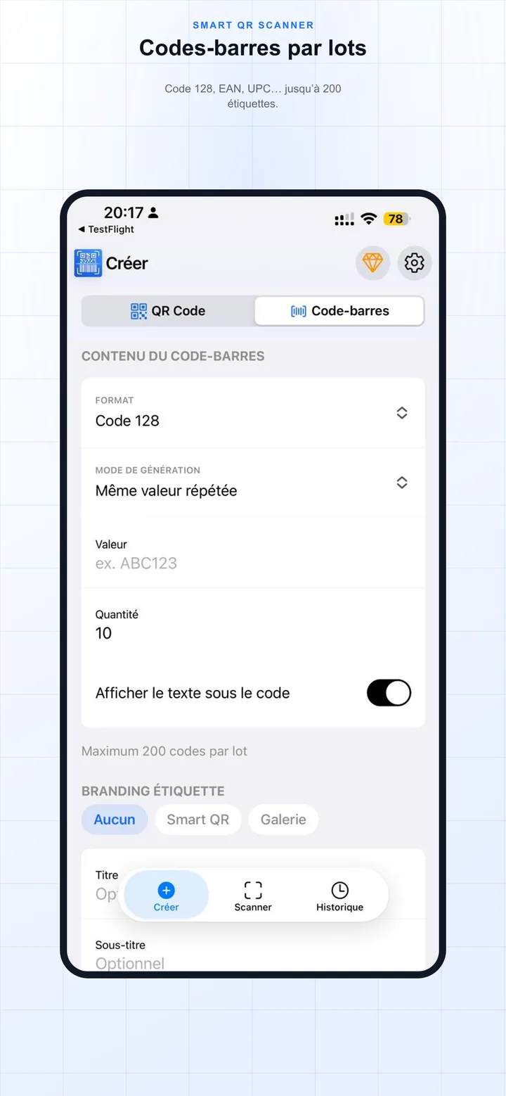Création de codes-barres