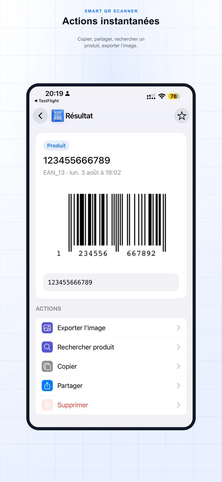 Résultat de scan et actions